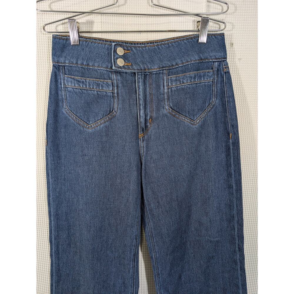 LOFT! SUPER CUTE WIDE LEG, HIGH WAIST SKY BLUE DENIM WIDE WAISTBAND JEANS! SZ 2 - Picture 4 of 12